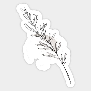 One Line Leaves Botanical Abstract Sticker